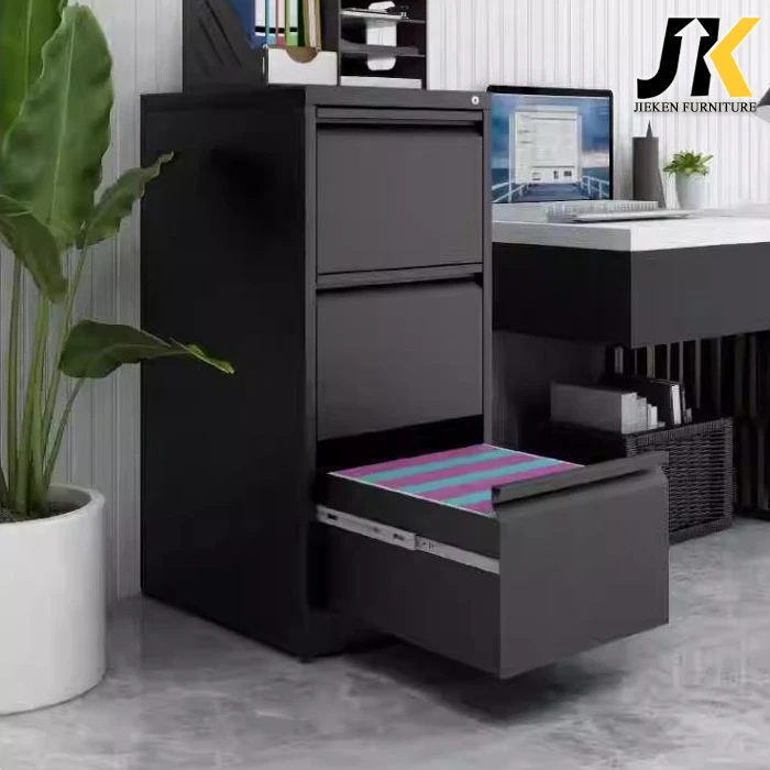metal three drawer file cabinet