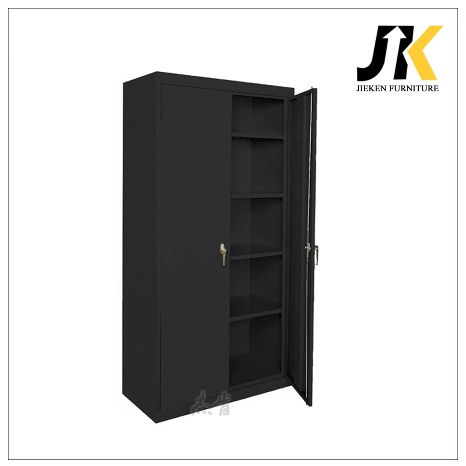 Black two-door metal file cabinets